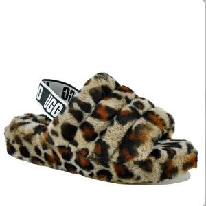 UGG SLIPPERS/SLIDE - FLUFF YEAH CHEETAH PRINT